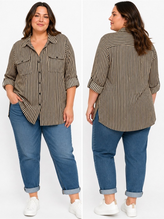 NY Collection Tops - NY Collection Striped Button Down Casual Shirt Like New 3X